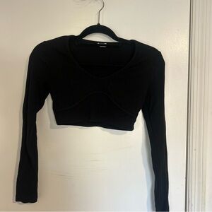 Garage Black Crop Long Sleeve Top
